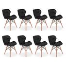 Kit 08 Cadeiras Charles Eames Eiffel Slim Wood Estofada - Preta