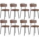 Kit 08 Cadeiras Decorativa Estofada Para Sala De Jantar Barcelona L02 material sintético Marrom - Lyam Decor