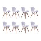 Kit 08 Cadeiras Estofada Jantar Charles Eames Eiffel Slim Wood Confort Branco