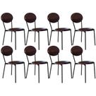 Kit 08 Cadeiras Estofada Para Sala De Jantar Azuri Preto C01 material sintético Café - Lyam Decor Kit 08 Cadeiras Estofada Para Sala De Jantar Azuri Preto C01 material sintético Café - Lyam Decor