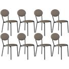 Kit 08 Cadeiras Estofada Para Sala De Jantar Azuri Preto C01 material sintético Cinza - Lyam Decor Kit 08 Cadeiras Estofada Para Sala De Jantar Azuri Preto C01 material sintético Cinza - Lyam Decor
