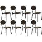 Kit 08 Cadeiras Estofada Para Sala de Jantar Azuri Preto C01 Veludo Marrom Sand - Lyam Decor