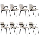 Kit 08 Cadeiras Estofada Para Sala de Jantar com Braço Loft Preto C01 Linho Areia - Lyam Decor Kit 08 Cadeiras Estofada Para Sala de Jantar com Braço Loft Preto C01 Linho Areia - Lyam Decor