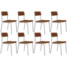 Kit 08 Cadeiras Estofada Para Sala de Jantar Sense Branco C01 material sintético Caramelo - Lyam Decor