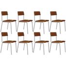 Kit 08 Cadeiras Estofada Para Sala de Jantar Sense Branco C01 material sintético Caramelo - Lyam Decor