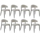 Kit 08 Cadeiras Estofada Para Sala de Jantar Serena Preto C01 Linho Lautrec Off White - Lyam Decor