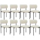 Kit 08 Cadeiras Estofadas Para Sala De Jantar Louvre L02 Linho Champagne - Lyam Decor