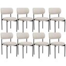 Kit 08 Cadeiras Estofadas Para Sala De Jantar Louvre L02 Linho Cru - Lyam Decor