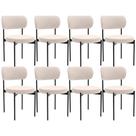 Kit 08 Cadeiras Estofadas Para Sala De Jantar Louvre L02 Suede Bege - Lyam Decor