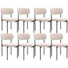 Kit 08 Cadeiras Estofadas Para Sala De Jantar Louvre L02 Suede Bege - Lyam Decor