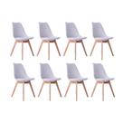 Kit 08 Cadeiras Leda Eames Jantar Cozinha com Assento Estofado Branco