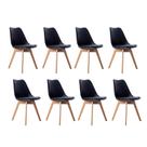 Kit 08 Cadeiras Leda Eames Jantar Cozinha com Assento Estofado Preto