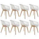 Kit 08 Cadeiras Madri Com Base De Madeira E01 Branco