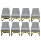 Kit 08 Cadeiras Para Sala De Jantar Ana Base de ferro Suede Bege - D'Classe Decor