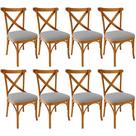 Kit 08 Cadeiras Para Sala De Jantar E Estar Living Estofada ávila L02 Suede Cinza - Lyam