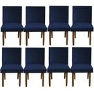 Kit 08 Cadeiras Para Sala De Jantar Tóquio Pés palito Suede Azul Marinho - D'Classe Decor