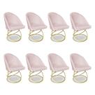 Kit 08 Cadeiras Poltrona de Jantar Bela Suede Rosa Bebê Base Metálica Luxo Dourado - Pallazio