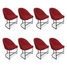 Kit 08 Cadeiras Poltrona de Jantar Bela Suede Vermelho Base Metálica Industrial Preto - Pallazio