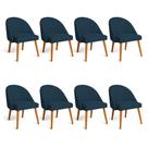 Kit 08 Cadeiras Poltrona de Jantar Luna Suede Pés Palito Castanho - Pallazio