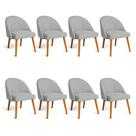 Kit 08 Cadeiras Poltrona de Jantar Luna Suede Pés Palito Castanho - Pallazio