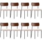 Kit 08 Cadeiras Sala De Jantar L02 Marrom Suede Bege