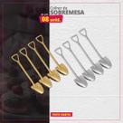 Kit 08 Colheres de Sobremesa Inox Pá Redonda