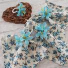 Kit 08 Guardanapos de Tecido Floral Tiffany Cru e 08 Anéis PG Lírio Verde Tiffany