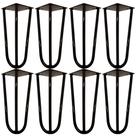 Kit 08 Pés de Ferro Aço Hairpin Legs 25 cm Preto A01 Sofá Móveis Mesa - Inoviza