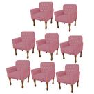 Kit 08 Poltrona Cadeira Decorativa Mona Luxo com Strass Sala de Estar Recepção Escritório Suede Rosê - Damaffê Móveis