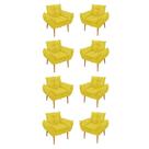 Kit 08 Poltronas Opala Decorativas Sala De Estar Suede Cor:amarelo