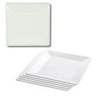Kit 08 Prato Raso Quadrado Branco de Melamina 20cm Leve Plástico Resistente - Bestfer