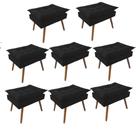 Kit 08 Puff Opala decorativo Pés em Madeira Sala de Estar Recepção Consultório Suede Preto - KDAcanto Móveis Kit 08 Puff Opala decorativo Pés em Madeira Sala de Estar Recepção Consultório Suede Preto - KDAcanto Móveis