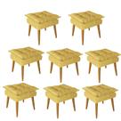 Kit 08 Puff Puf Banqueta Opala Para Quarto Sala Recepção Suede Amarelo Escuro - Ninho Decor Kit 08 Puff Puf Banqueta Opala Para Quarto Sala Recepção Suede Amarelo Escuro - Ninho Decor