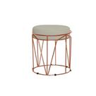 Kit 08 Puffs Decorativos Redondo Sol Base Bronze Tecido Sintético Bege Kit 08 Puffs Decorativos Redondo Sol Base Bronze Tecido Sintético Bege