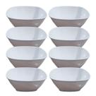 Kit 08 Tigela Quadrada Lisa de Melamina Branca Leve Resistente - 1100mL - 17cm - Bestfer