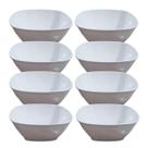 Kit 08 Tigela Quadrada Lisa de Melamina Branca Leve Resistente - 1100mL - 17cm - Bestfer