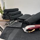 Kit 08 Unidades - Toalha de Rosto KazzaVip Felpuda 100% Algodão Linha Salao Profissional 44cmx75cm Preto