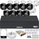 Kit 09 Câmeras Bullet 1220 Full Color Intelbras Dvr Mhdx 16ch Hd 1TB colorido 24hrs