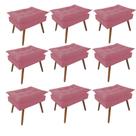 Kit 09 Puff Opala decorativo Pés em Madeira Sala de Estar Recepção Escritório Suede Rosê - Damaffê Móveis Kit 09 Puff Opala decorativo Pés em Madeira Sala de Estar Recepção Escritório Suede Rosê - Damaffê Móveis