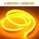 KIT 1 a 10 Metros Mangueira Fita LED Neon Flex Ambar + Rabicho