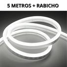 KIT 1 a 10 Metros Mangueira Fita LED Neon Flex Branco Frio 6500K + Rabicho