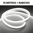 KIT 1 a 10 Metros Mangueira Fita LED Neon Flex Branco Frio 6500K + Rabicho