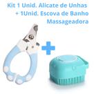 Kit 1 Alicate Corta Unhas + 1 Escova Banho Massageadora Pet Cachorro e Gatos