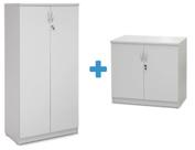 Kit 1 Armario Alto e 1 Armario Baixo Branco Sc 1844/sc 1840