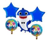 Kit 1 Balão Baby Shark + 2 Redondo + 2 Estrelas