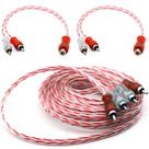 Kit 1 Cabo RCA 5 M + 2 Y Dupla Blindagem Injetado Vermelho Som Kit 1 Cabo RCA 5 M + 2 Y Dupla Blindagem Injetado Vermelho Som