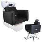 KIT 1 Cadeira Reclinável 1 Lavatório Evidence Porcelana estofado Preto 3D