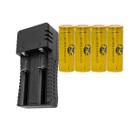 Kit 1 Carregador De Bateria Bivolt Preto 18650 E 4 Baterias De Alta Qualidade Linha Premium