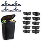 Kit 1 Cesto Basculado + 10 Cestos P + 20 Cabides Infantil Preto
