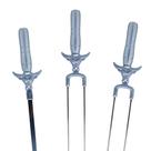 Kit 1 Espeto Simples e 2 Espeto Duplo Zavi Grill de Inox para Carnes 67cm com Cabo de Alumínio